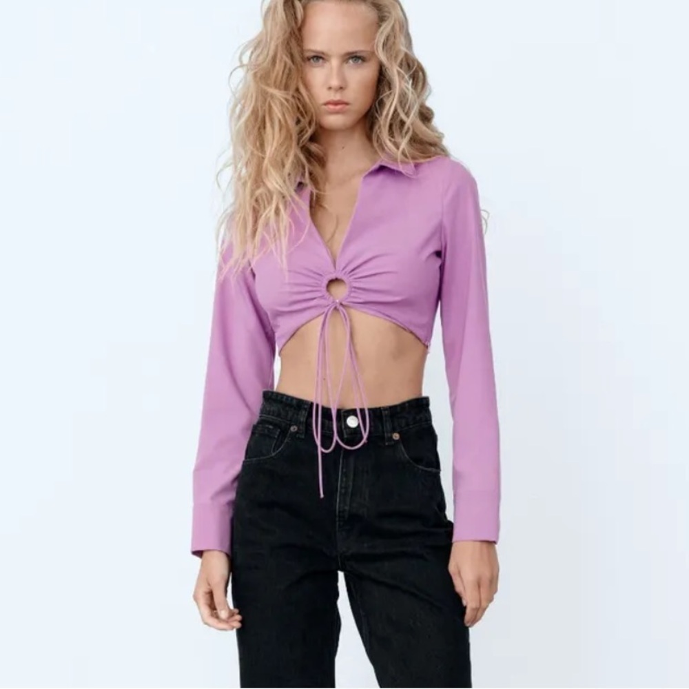 Zara ring detail long sleeve crop top